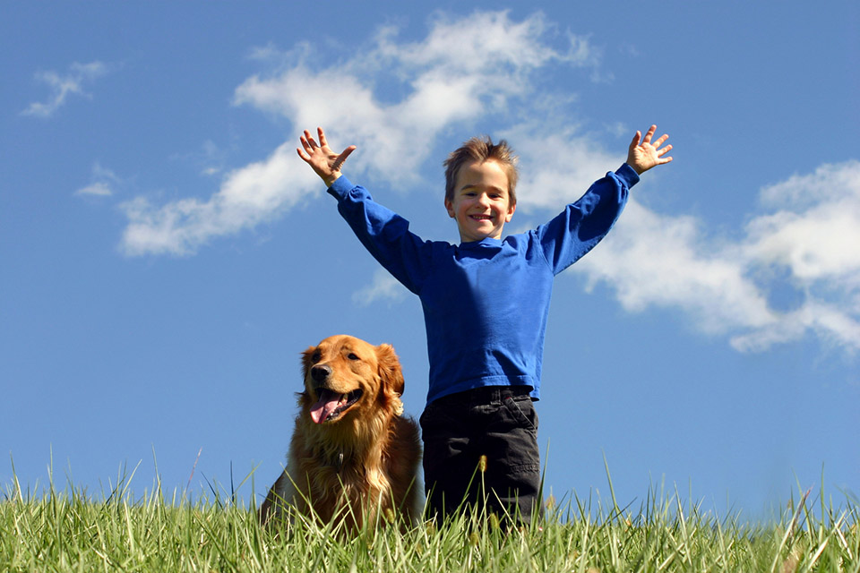 Junge mit Hund