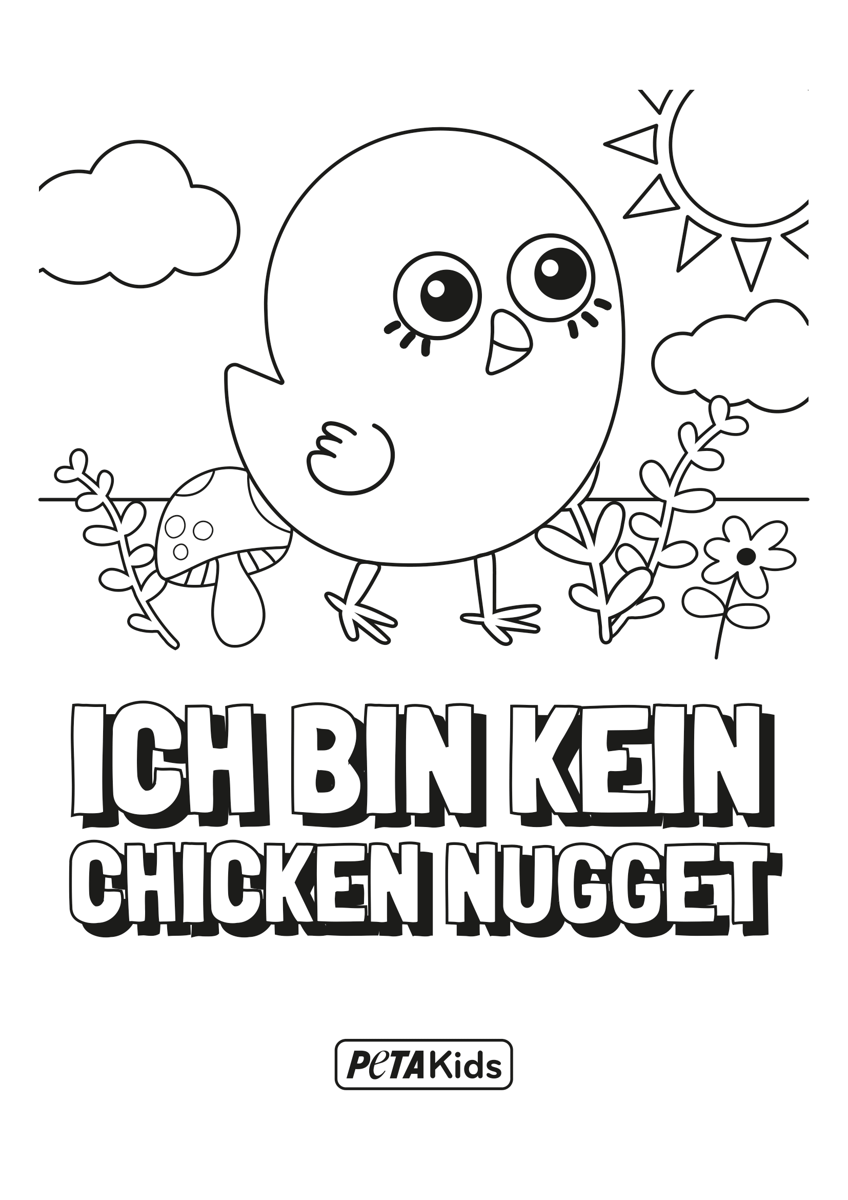 Ausmalbild: Ich bin kein Chicken Nugget! | PETAKids