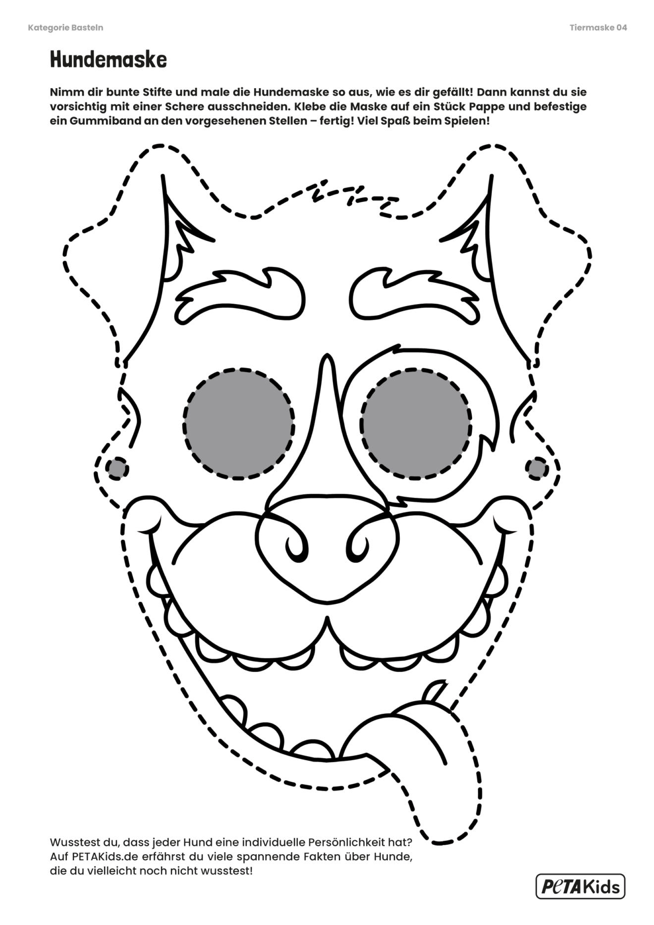  Tiermasken ganz einfach basteln: Vorlagen zum Ausdrucken - PETA Kids Bildidee 