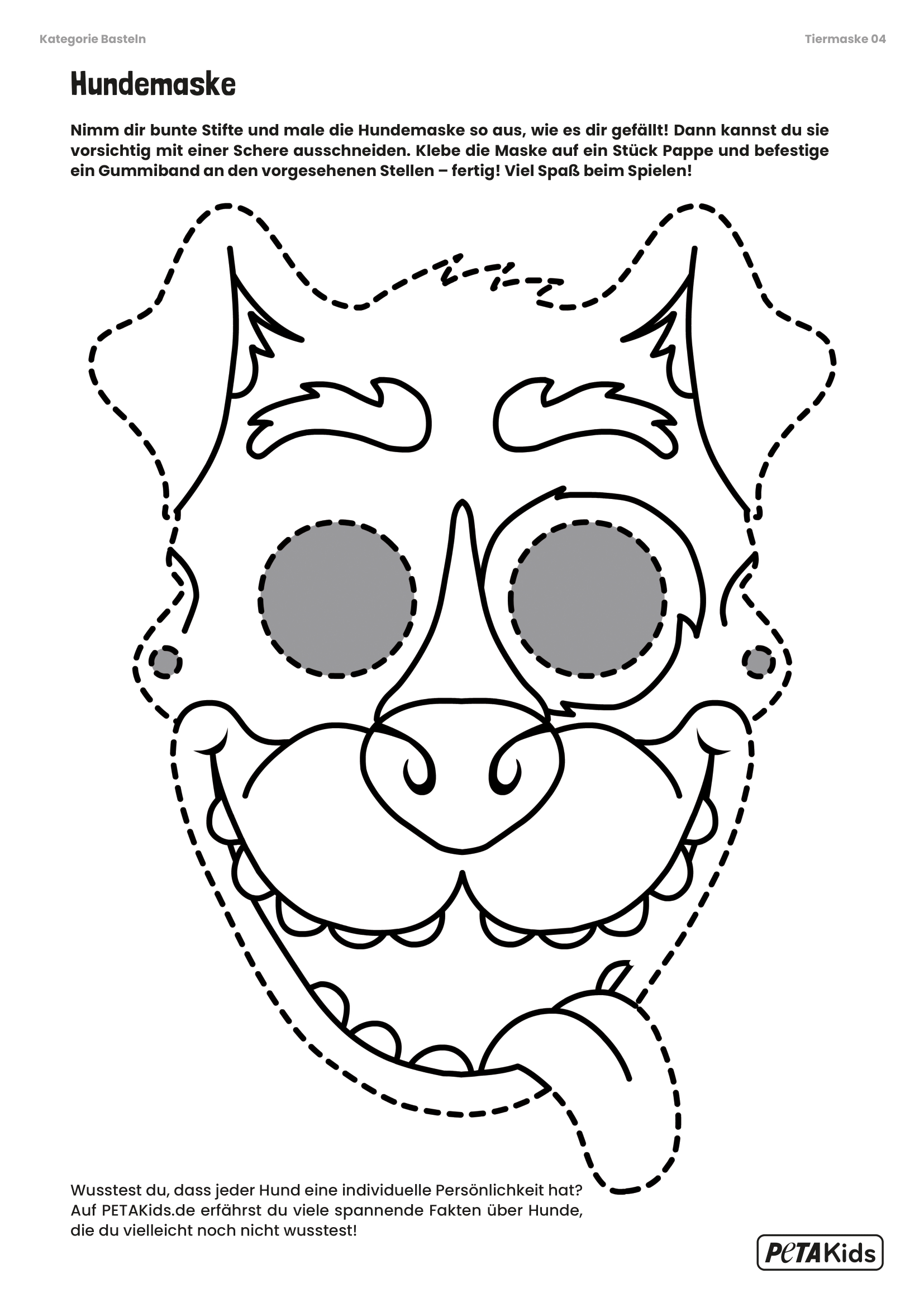 Tiermasken ganz einfach basteln: Vorlagen zum Ausdrucken - PETA Kids