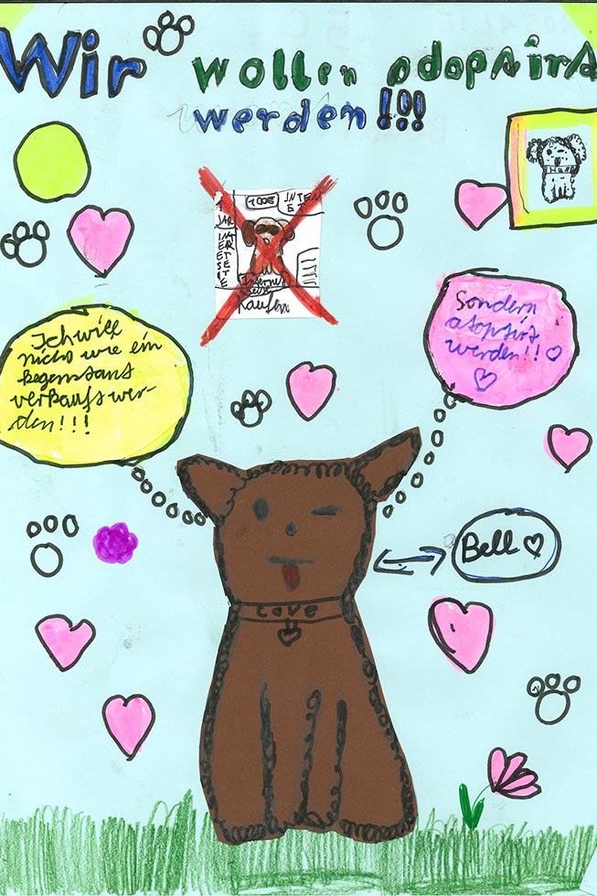 Gezeichnetes Bild zum PETA Kreativwettbewerb