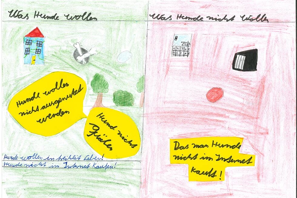 Gezeichnetes Bild zum PETA Kreativwettbewerb