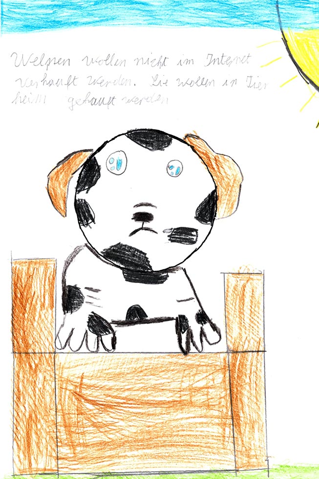 Gezeichnetes Bild zum PETA Kreativwettbewerb