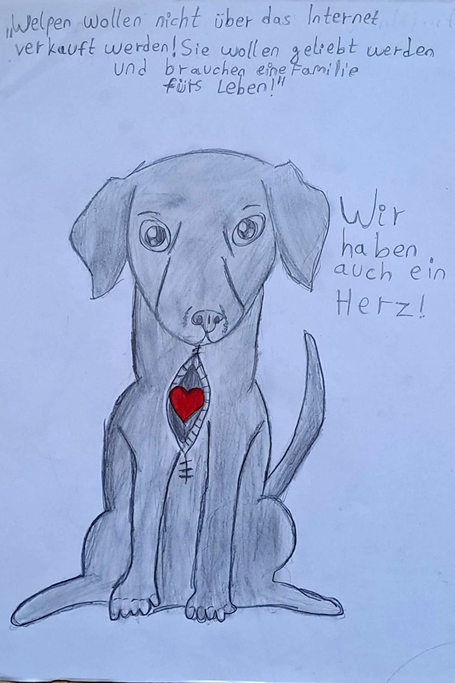 Gezeichnetes Bild zum PETA Kreativwettbewerb