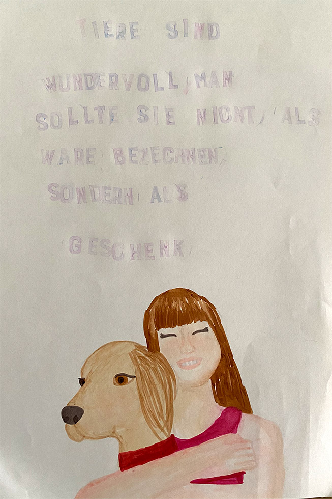 Gezeichnetes Bild zum PETA Kreativwettbewerb
