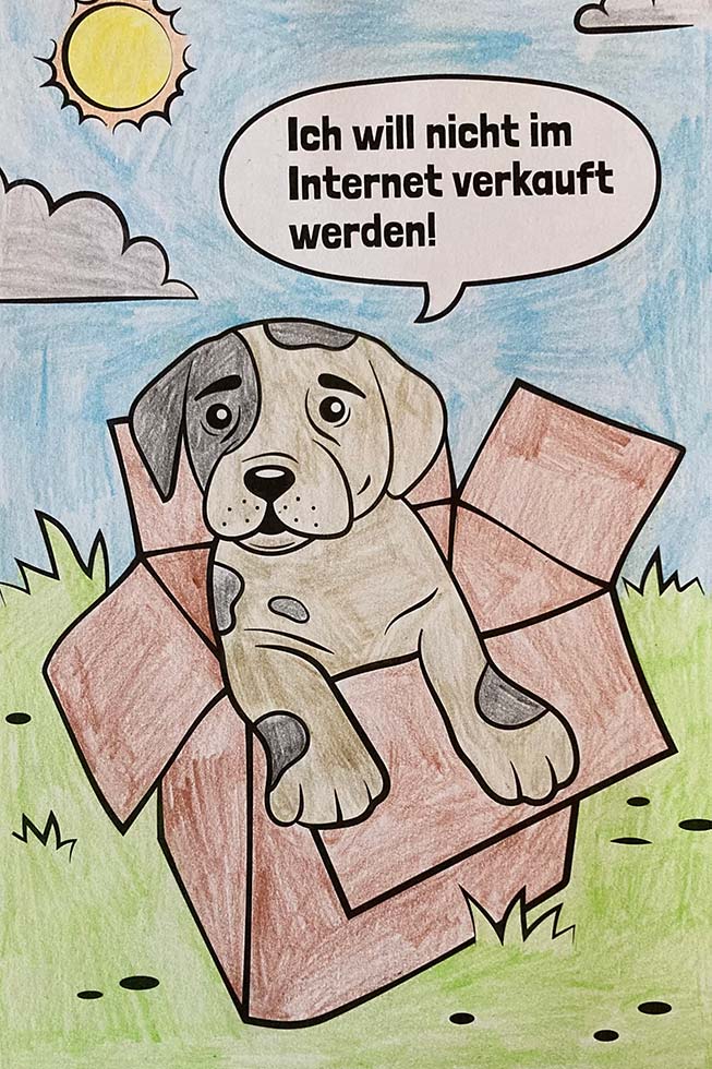 Gezeichnetes Bild zum PETA Kreativwettbewerb