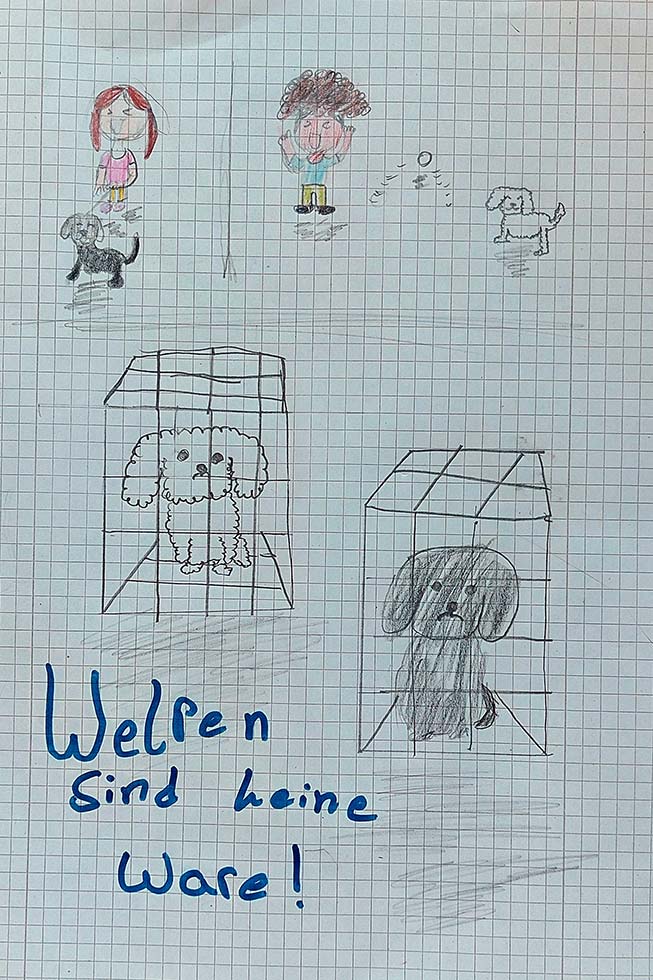 Gezeichnetes Bild zum PETA Kreativwettbewerb