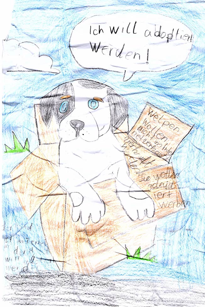 Gezeichnetes Bild zum PETA Kreativwettbewerb