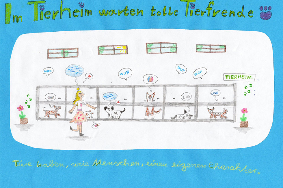Gezeichnetes Bild zum PETA Kreativwettbewerb