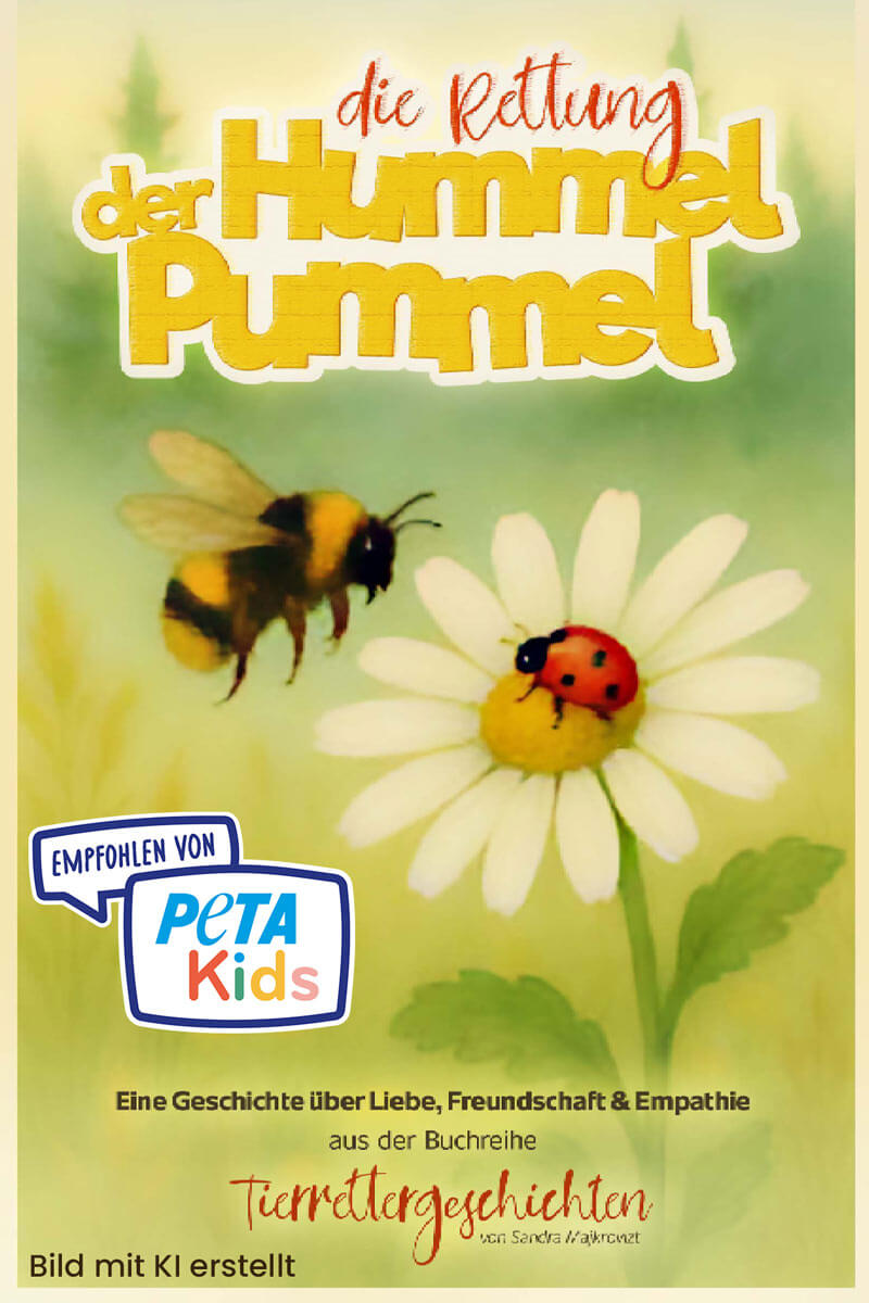 Cover des Buches Die Rettung der Hummel Pummel mit PETAKids-Plakette